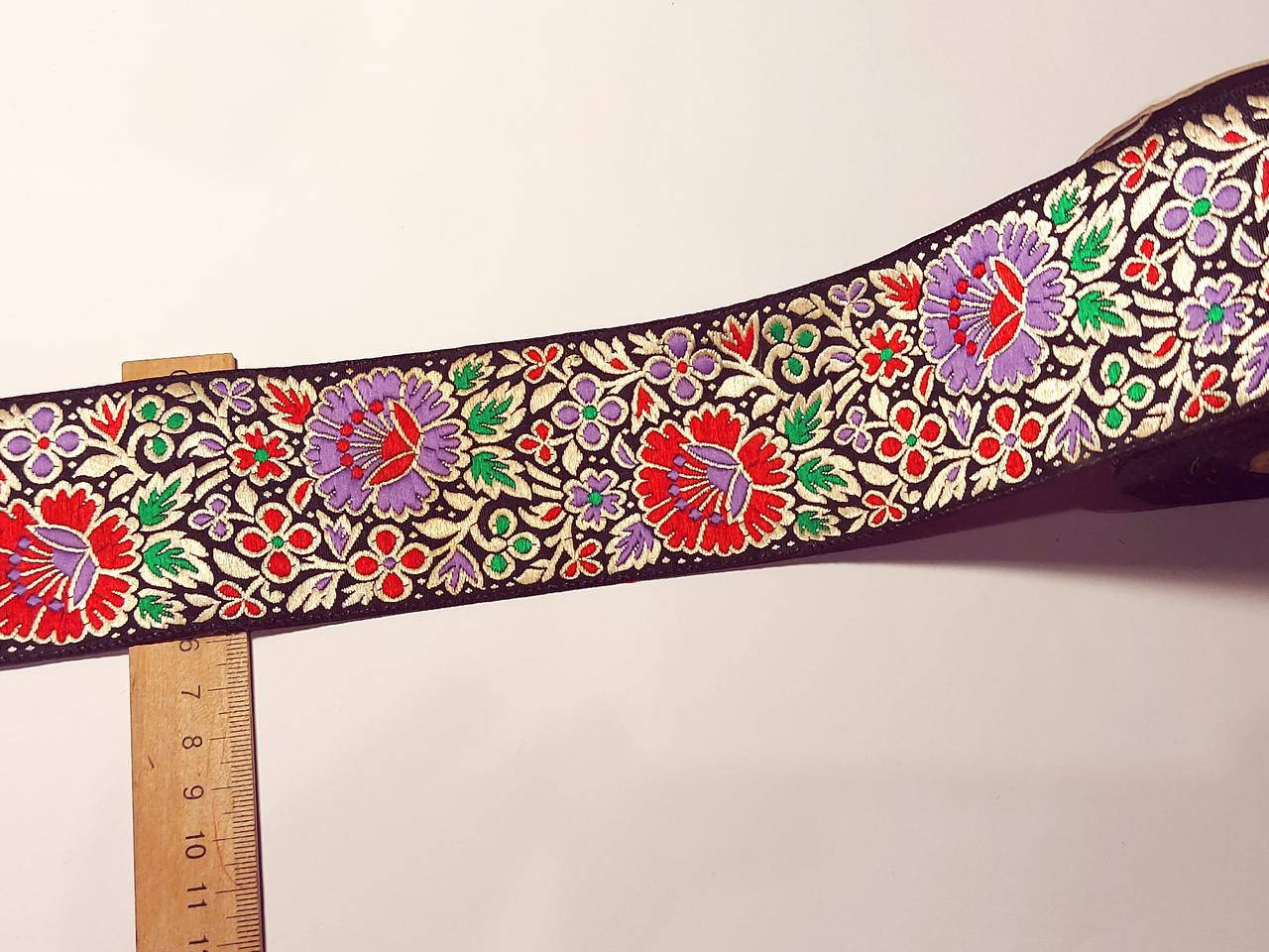 

Тесьма декоративная жаккардовая с орнаментом. Тесьма с вышивкой 6 см., Разные цвета