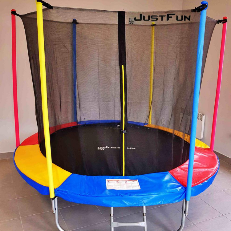 

Детский батут с внутренней защитной сеткой Just Fun 244 см с лестницей для улицы спортивный каркасный для дома