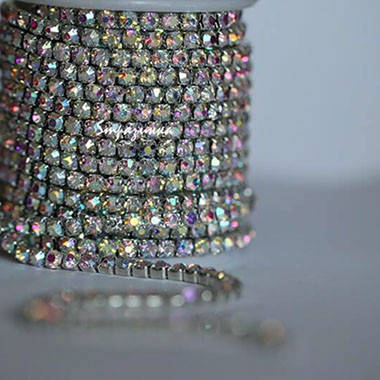 

Стразовая цепь SS8 2.3 мм ss8-c1301, Серебристий