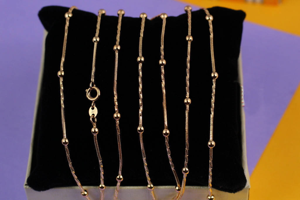 

Цепь Xuping Jewelry закрученный жгут с шариками 60 см золотистая