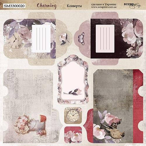 

Лист двусторонней бумаги 20х20см от Scrapmir "Charming " конверты 1шт