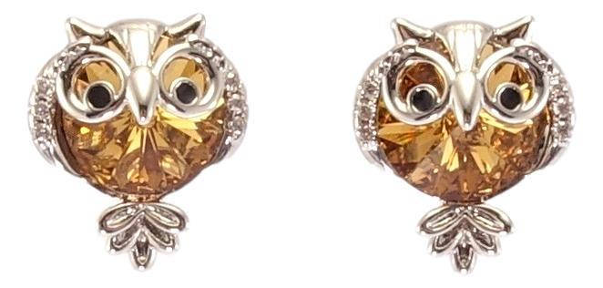 

Серьги Xuping Родий с кр-ми Swarovski гвоздики (пусеты) "Совы с кристаллом Topaz"