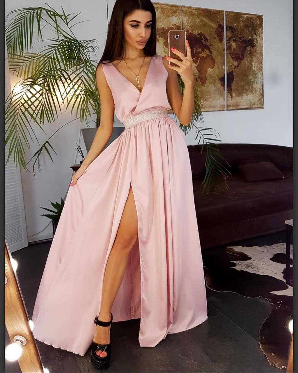 

Вечернее платье в пол. Атлас и пайетки