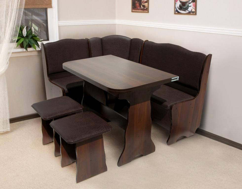 

Кухонный комплект ГАРМОНИЯ темный орех ( уголок+стол+2 таб)