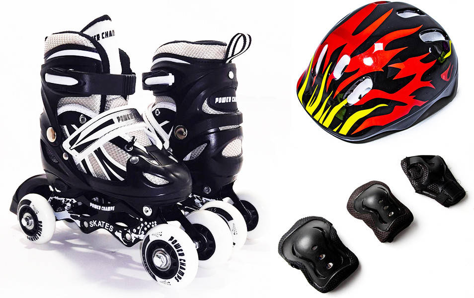 

Детские ролики комплект для начинающих квады размер 29-33 LikeStar (2в1) чёрный цвет, Розовый