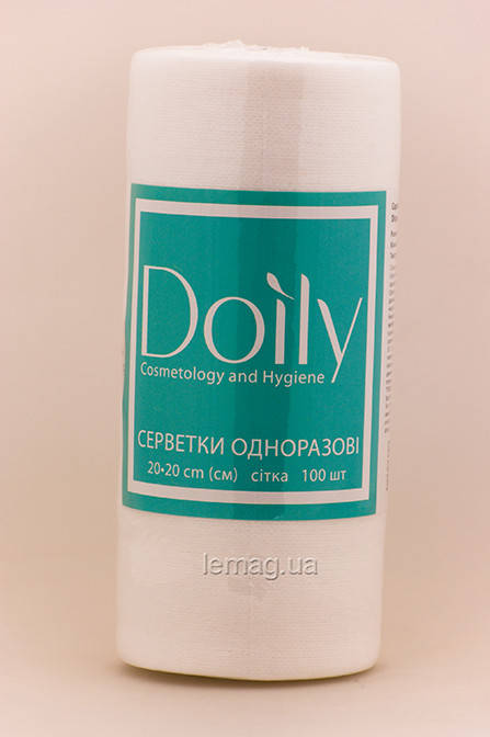 

Doily Салфетки в рулоне 20см х 20см спанлейс, СЕТКА, в рулоне 100 шт, Белый