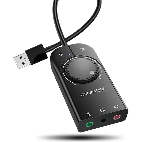 

Внешний звуковая карта UGREEN USB 2.0 адаптер 1м (микрофон + аудио + микрофон и аудио)