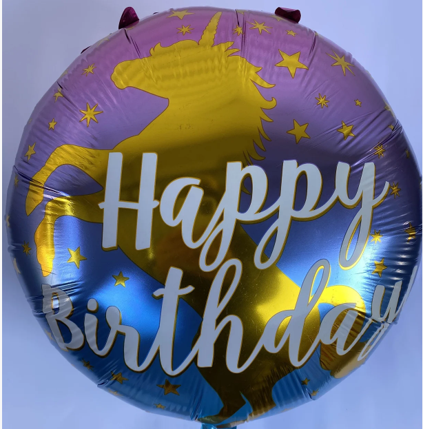 

Фольгированный круг с рисунком 18"(45см) "Happy Birthday с Единорогом", Китай