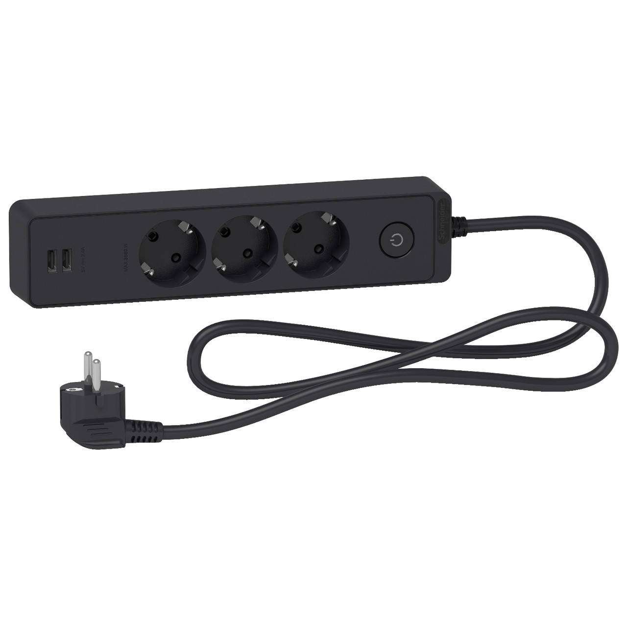 

Удлинитель на 3 розетки + 2 USB черный 1.5 м Schneider ST943U1B