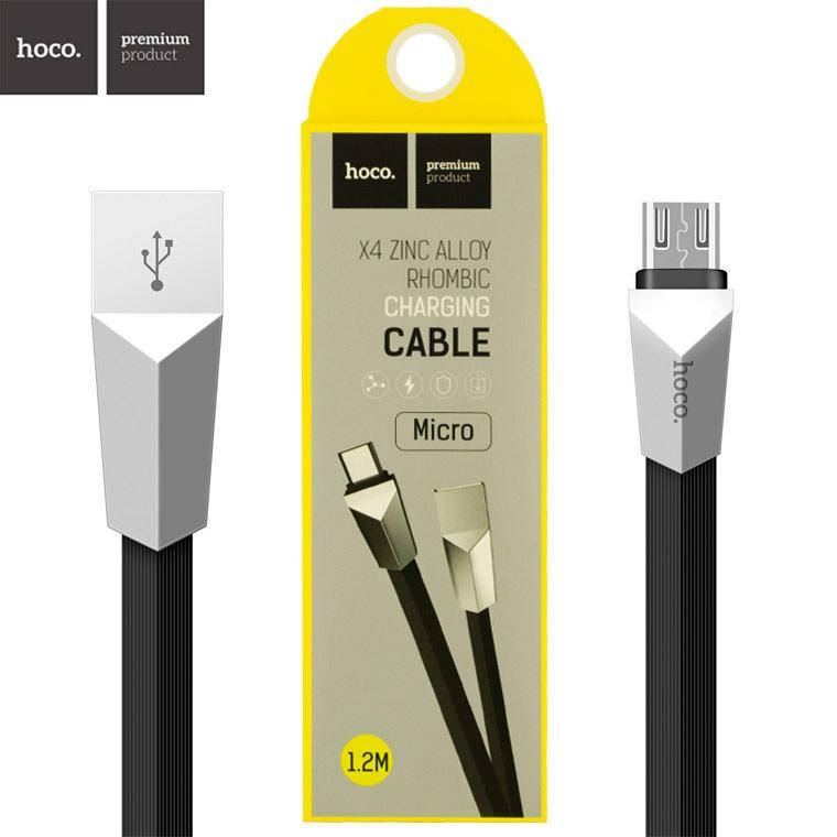 

Кабель для зарядки MicroUSB Android Hoco X4 Zinc Alloy-120см, Чорний, Черный