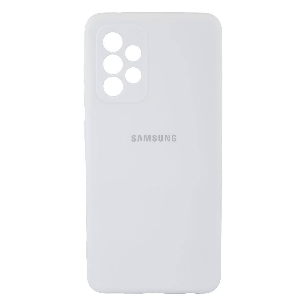 

Чехол силиконовый микрофиброй на Samsung A52 Самсунг А52 с логотипом Белый цвет