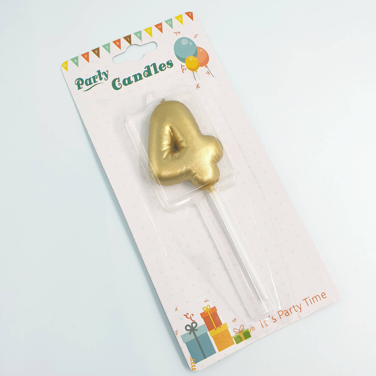 

Свеча Цифра 4 объемная Balloon золото - 1 шт