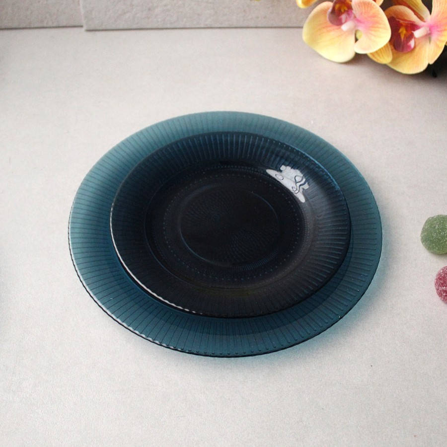 

Тарелка цветная стеклянная Luminarc Луиз Лондон топаз 190 мм (Q1563), цветная посуда, Синий