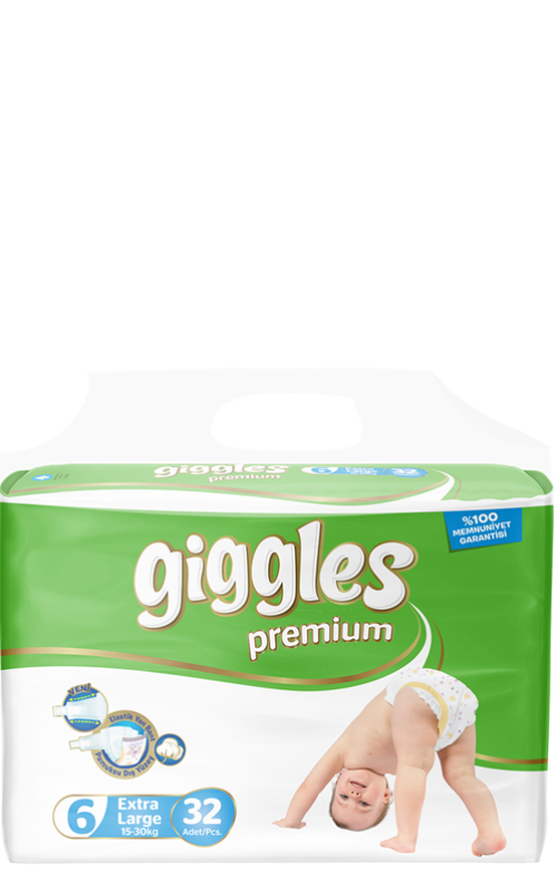 

Подгузники детские Giggles Premium 6 Extra Large 15-30 кг 32 шт, Белый