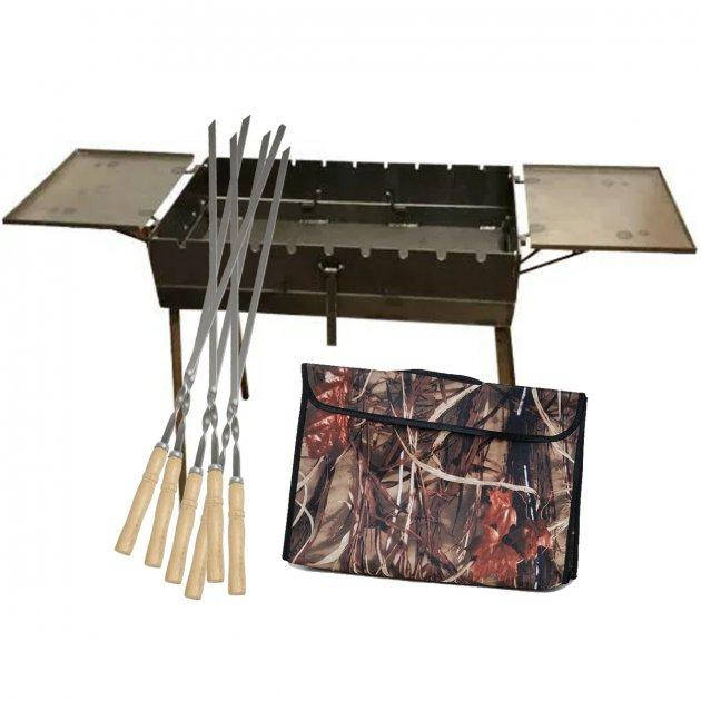 

Мангал - чемодан 3 мм на 7 шампуров со столиком + чехол + 7 шампуров