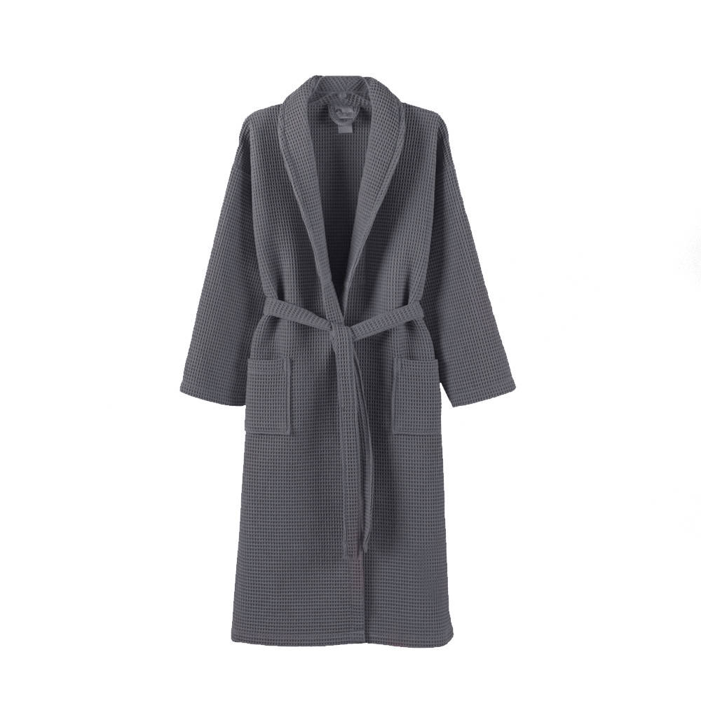 

Вафельный халат унисекс GM Textile Кимоно мужской женский 100% хлопок 360 г/м2 (Серый)