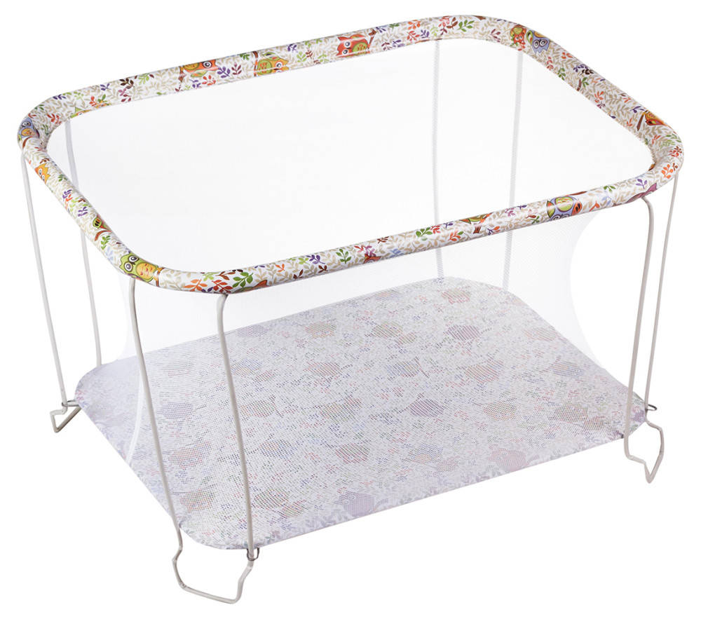 

Манеж Qvatro Classic-02 мелкая сетка белый (совы на ветках)