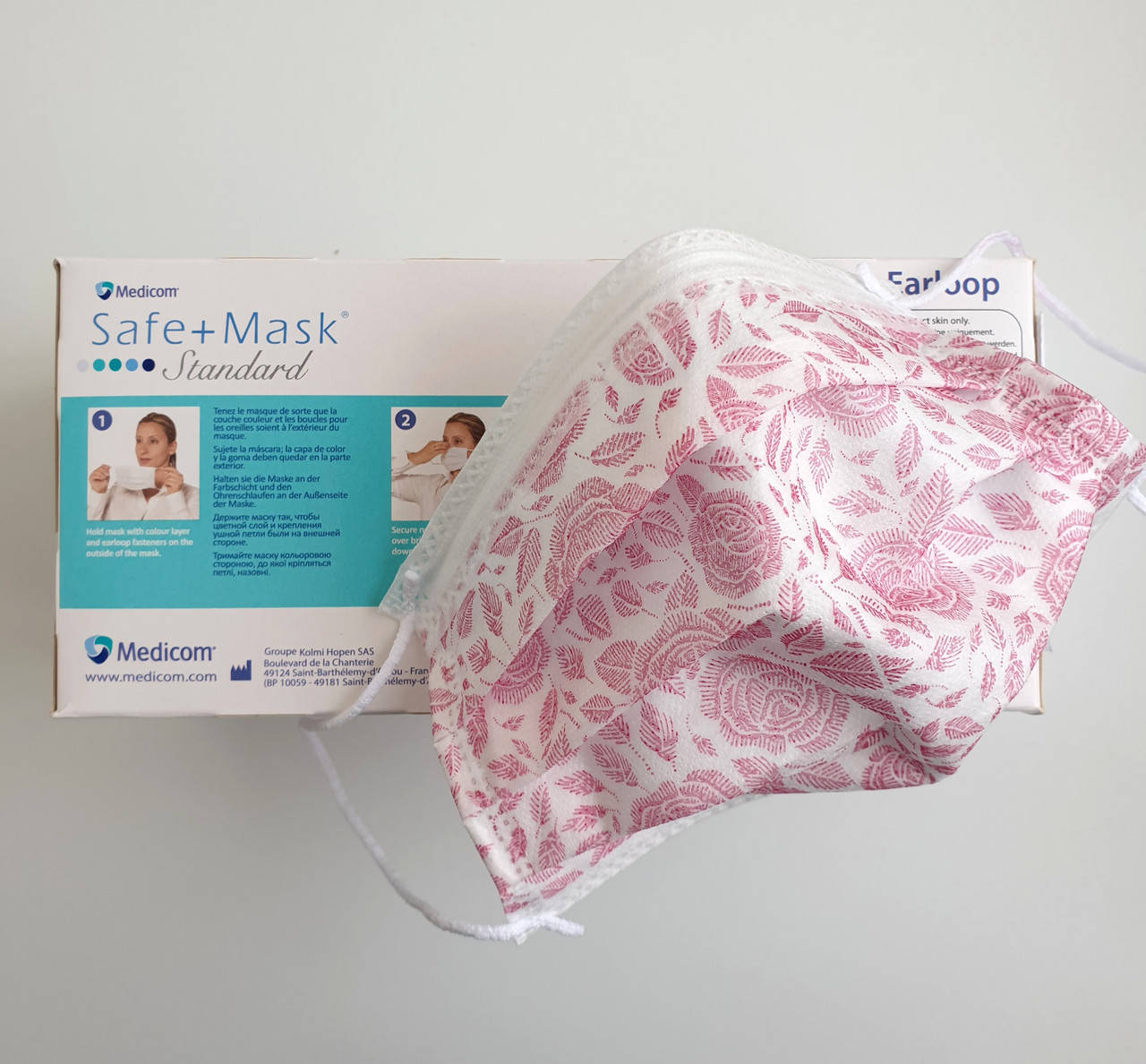 

Маски медицинские с рисунком Colmi Medicom Standart Flover, 60 шт в уп, Розовый