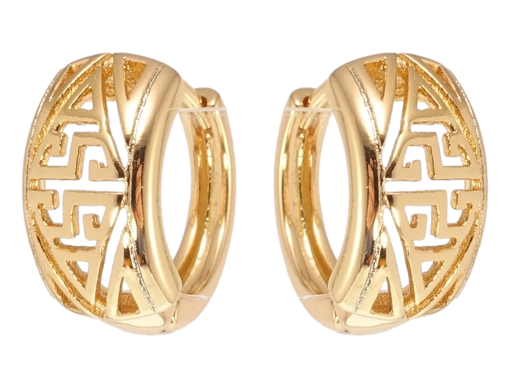

Серьги Xuping Позолота 18K колечки "Резной орнамент"