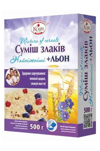 

Суміш злаків «Найніжніші+льон» миттєвого приготування 500 г ТМ Козуб Продукт