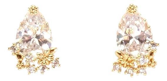 

Серьги Xuping Позолота 18K гвоздики (пусеты) "Кристальные капельки с цветочным узором"