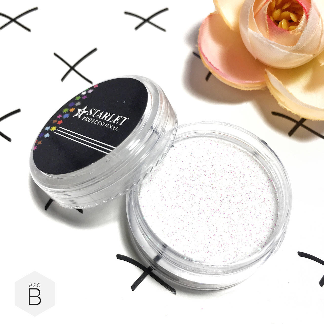 

Глиттер блестки для ногтей Starlet Professional (B) №20, Белый
