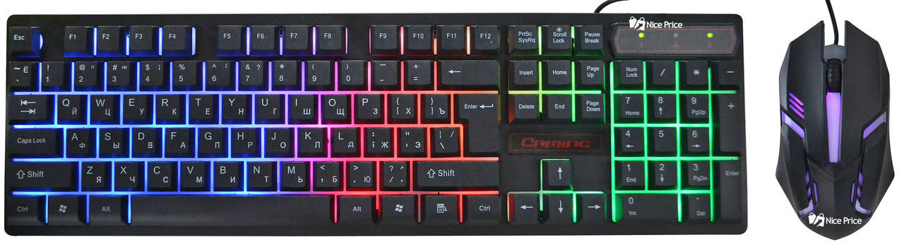 

USB проводная компьютерная клавиатура + мышка UKC HK-6300TZ с RGB подсветкой (6944) VN