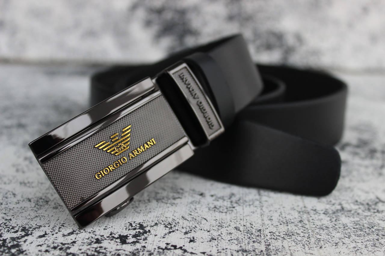 

Кожаный ремень автомат мужской Armani, Черный