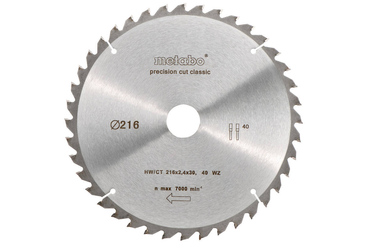 

Пильный диск Metabo HW/CT 216X30, 40, СМЕННЫЙ ЗУБ, 5° ОТР., CLASSIC