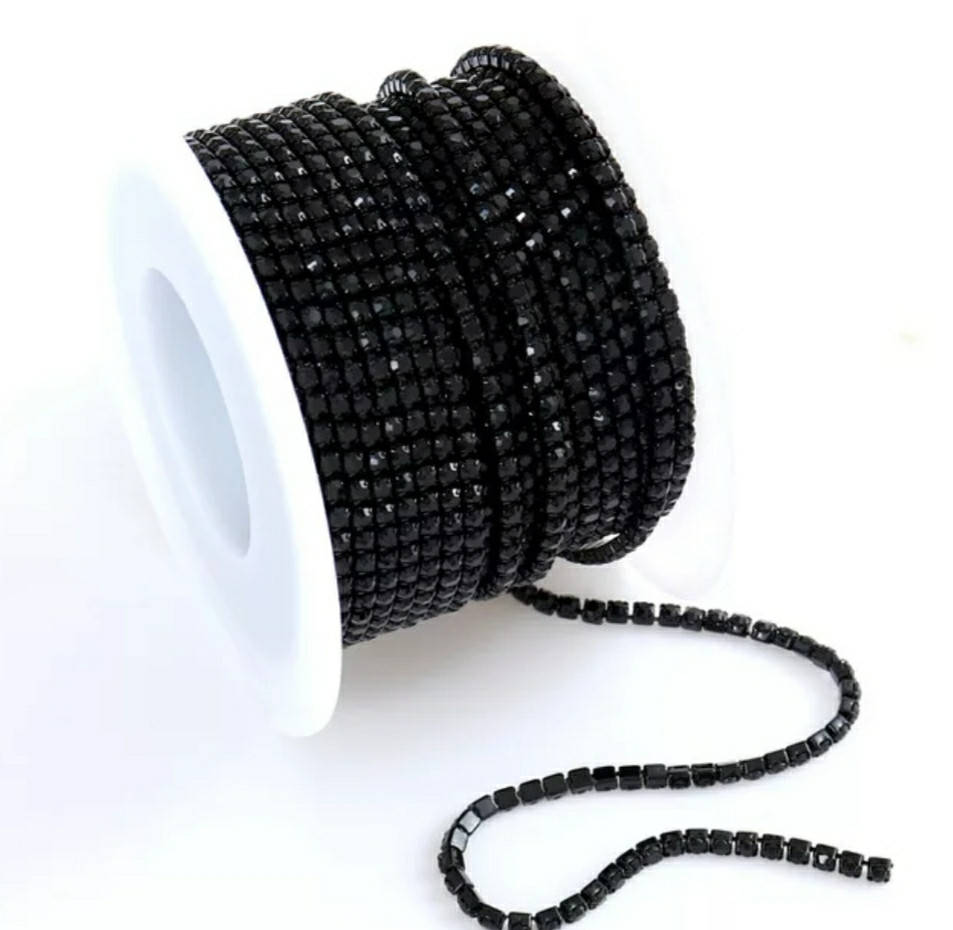 

Стразовая цепочка, ss10, Black, Черный