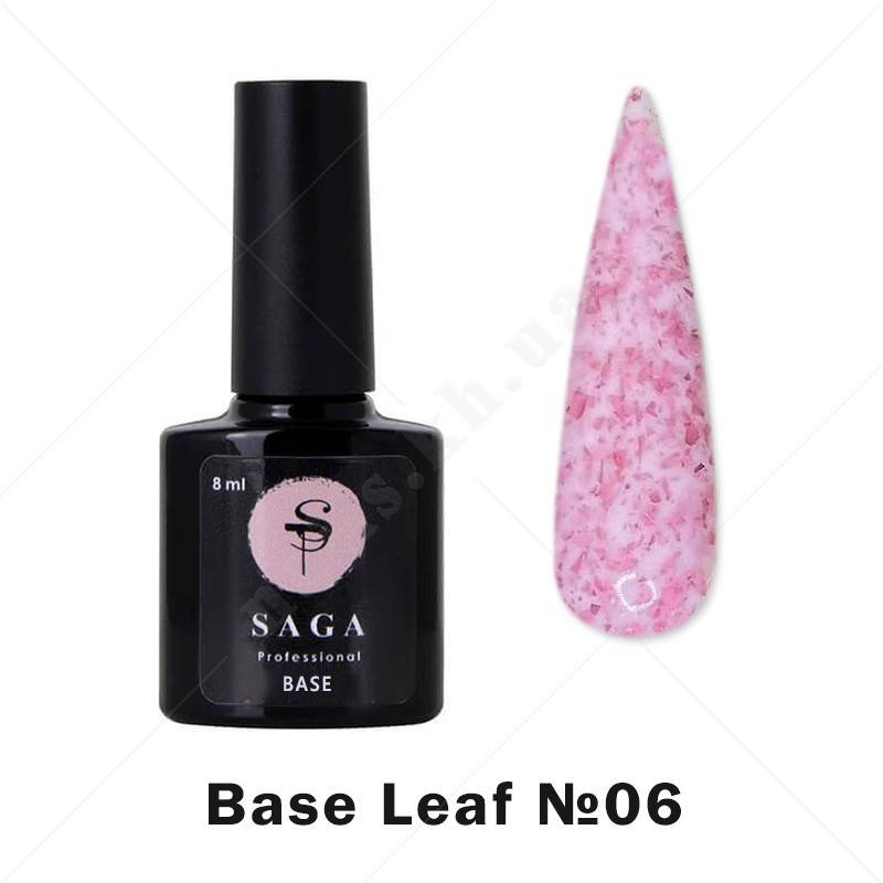 

Saga Base Leaf №06 розовая с розовыми хлопьями