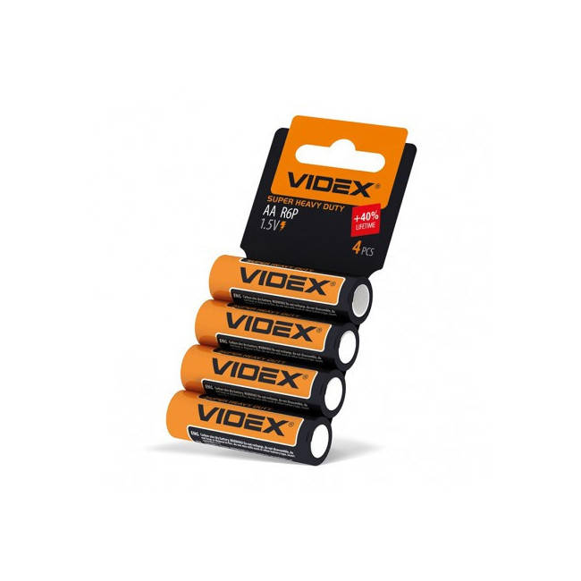

Батарейки солевые пальчиковые VIDEX AA R6P 1.5V 4 шт