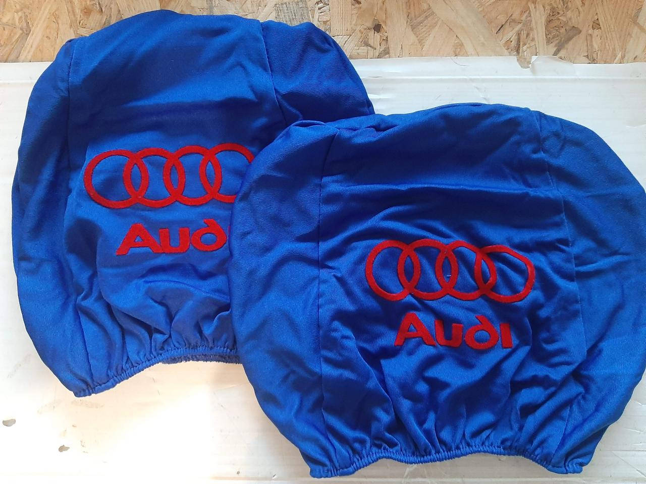 

Чехлы на подголовник Audi ауди светло синие с красным 2 шт