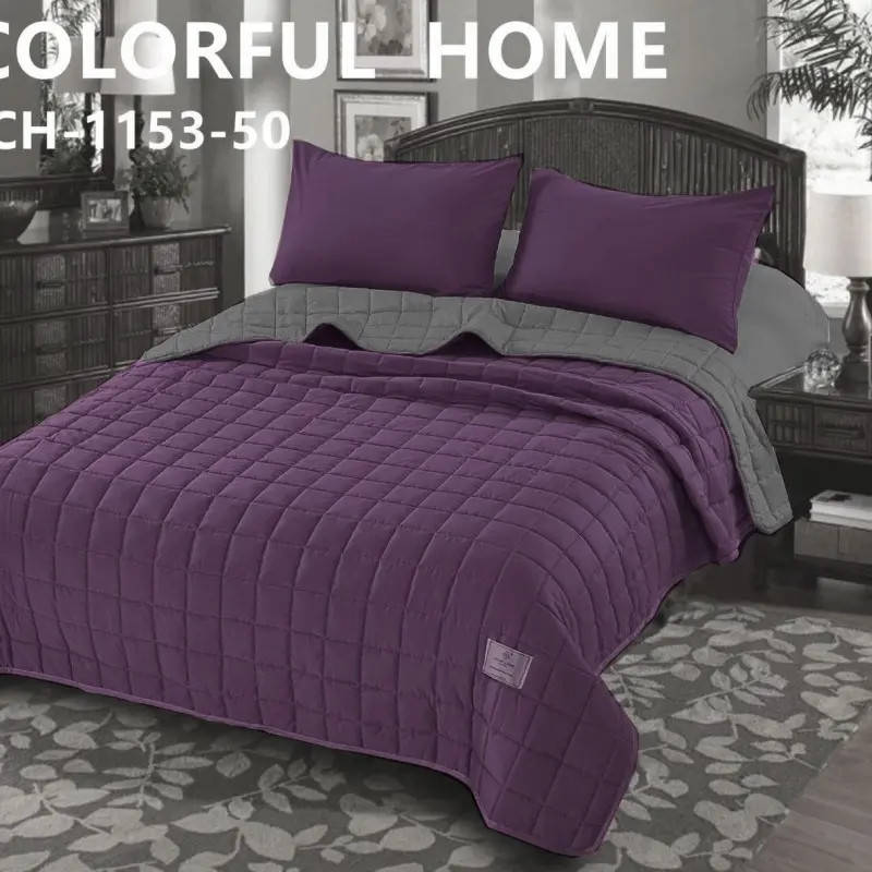 

Покрывало хлопковое двустороннее с наволочками 220*240 Colorful фиолетовый