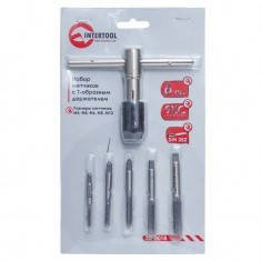 

Набор метчиков с Т-образным держателем 6 ед (M4 M5 M6 M8 M10) INTERTOOL SD-8018