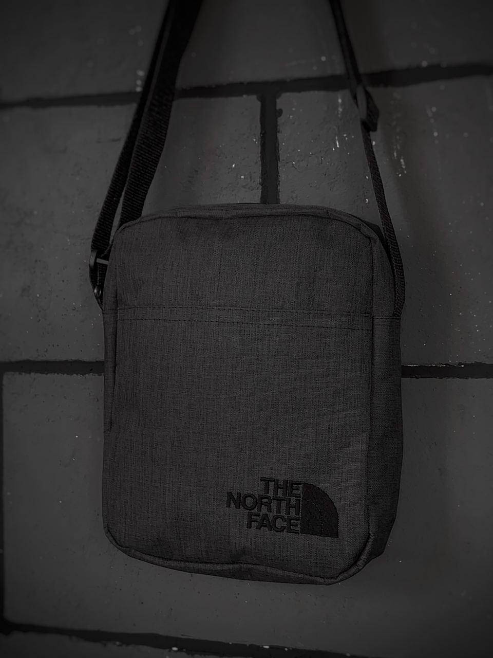 

Барсетка Мужская The North Face TNF ТНФ темно серая сумка через плечо, Темно-серый