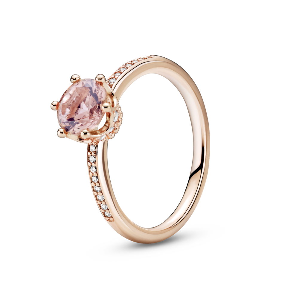 

Серебряное кольцо Pandora Rose с короной и розовым камнем 188289C01