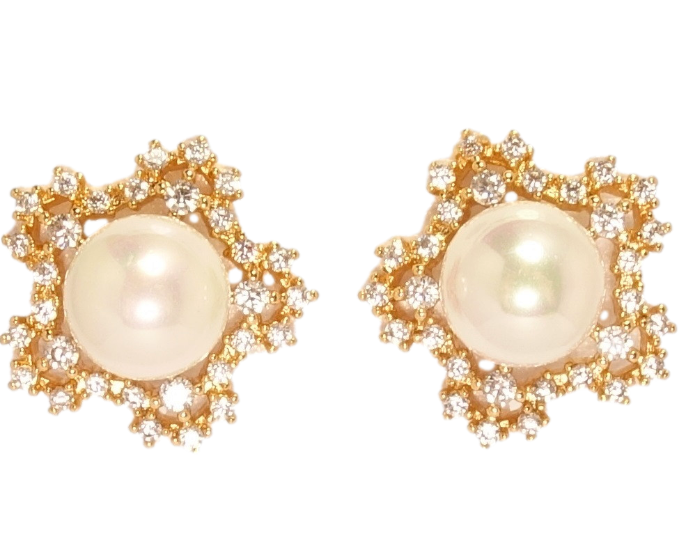 

Серьги Xuping Позолота 18K гвоздики "Жемчужина в оправе звездочка"