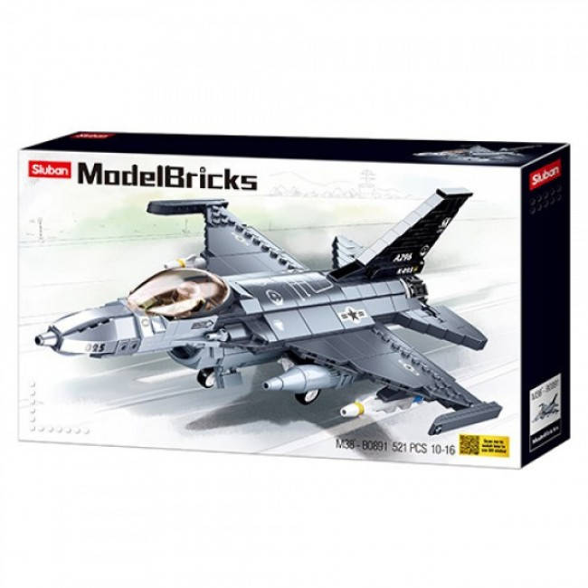 

Конструктор Sluban M38-B0891 Истребитель F-16C Сокол, 521 деталь