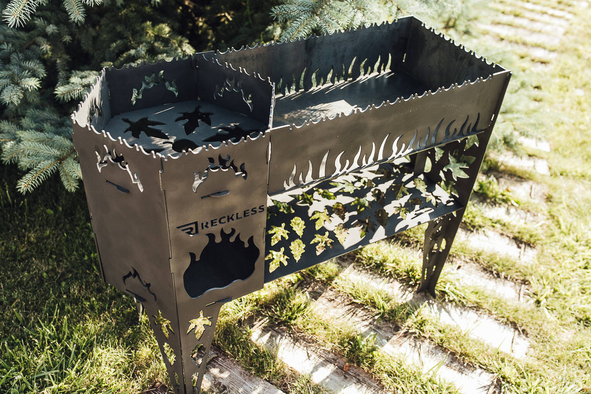 

Печь для казана + мангал 3 мм 890х340х740 мм комплекс Reckless