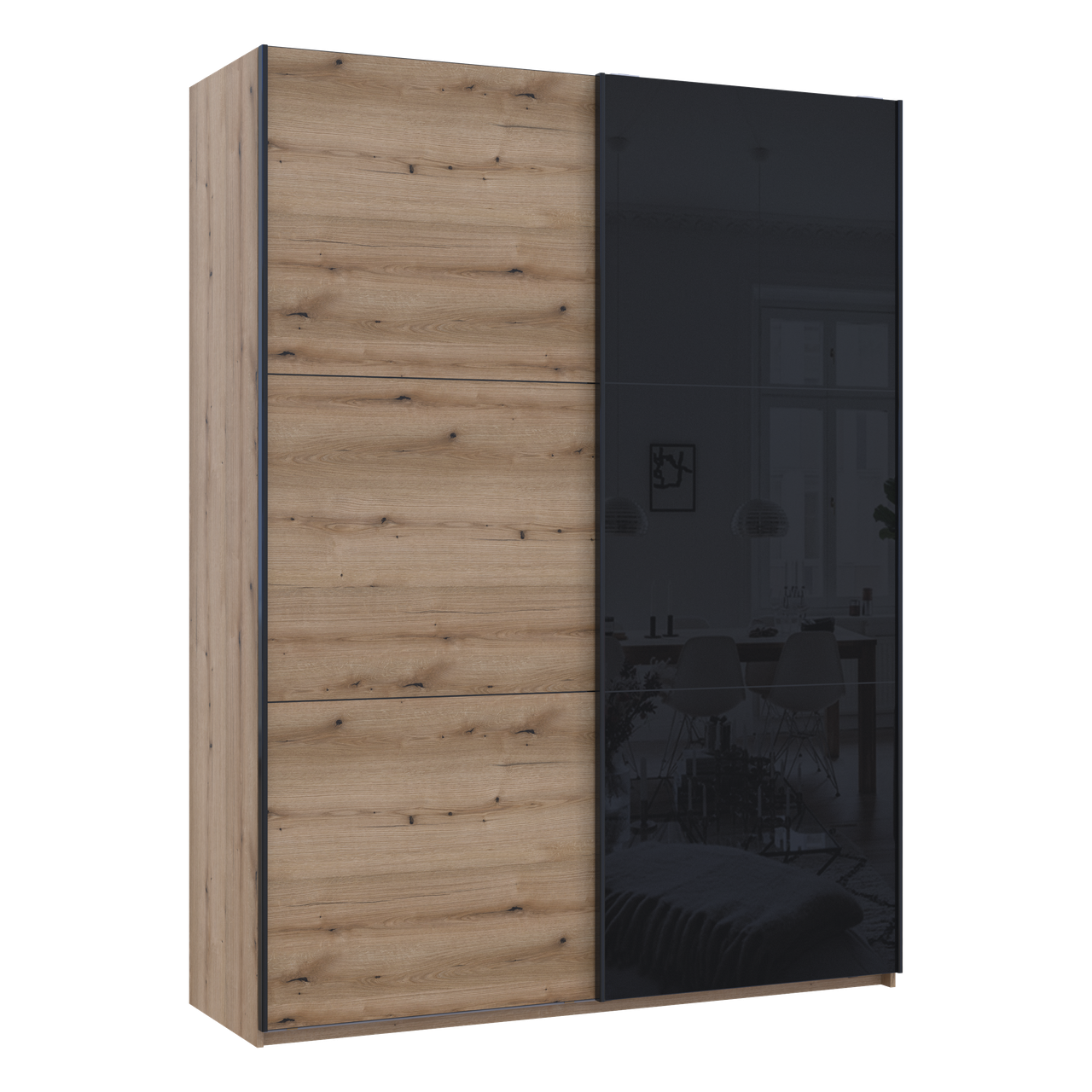 Шафа купе Doros G-Caiser Дуб Евок / Чорний 1 ДСП / 1 скло / 3 частини 180х60х240 (80737750) 7
