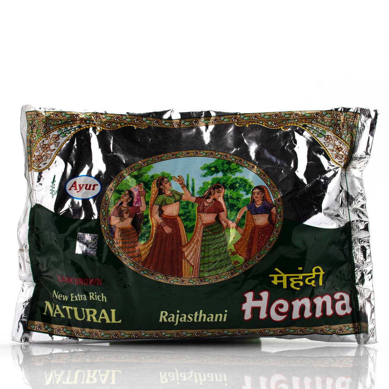 

Хна для волос Темно-коричневая / Rajasthani Natural Henna Ayur / 200 г