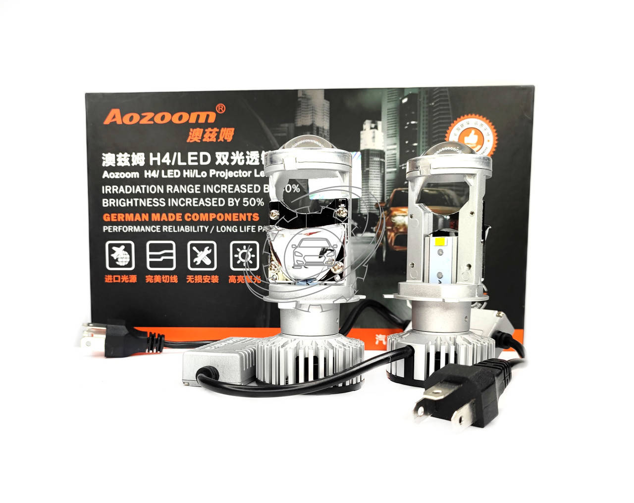 

Мини линзы H4 Bi-LED Aozoom 70/90Вт 6400/8400Лм 12В 6000K IP65