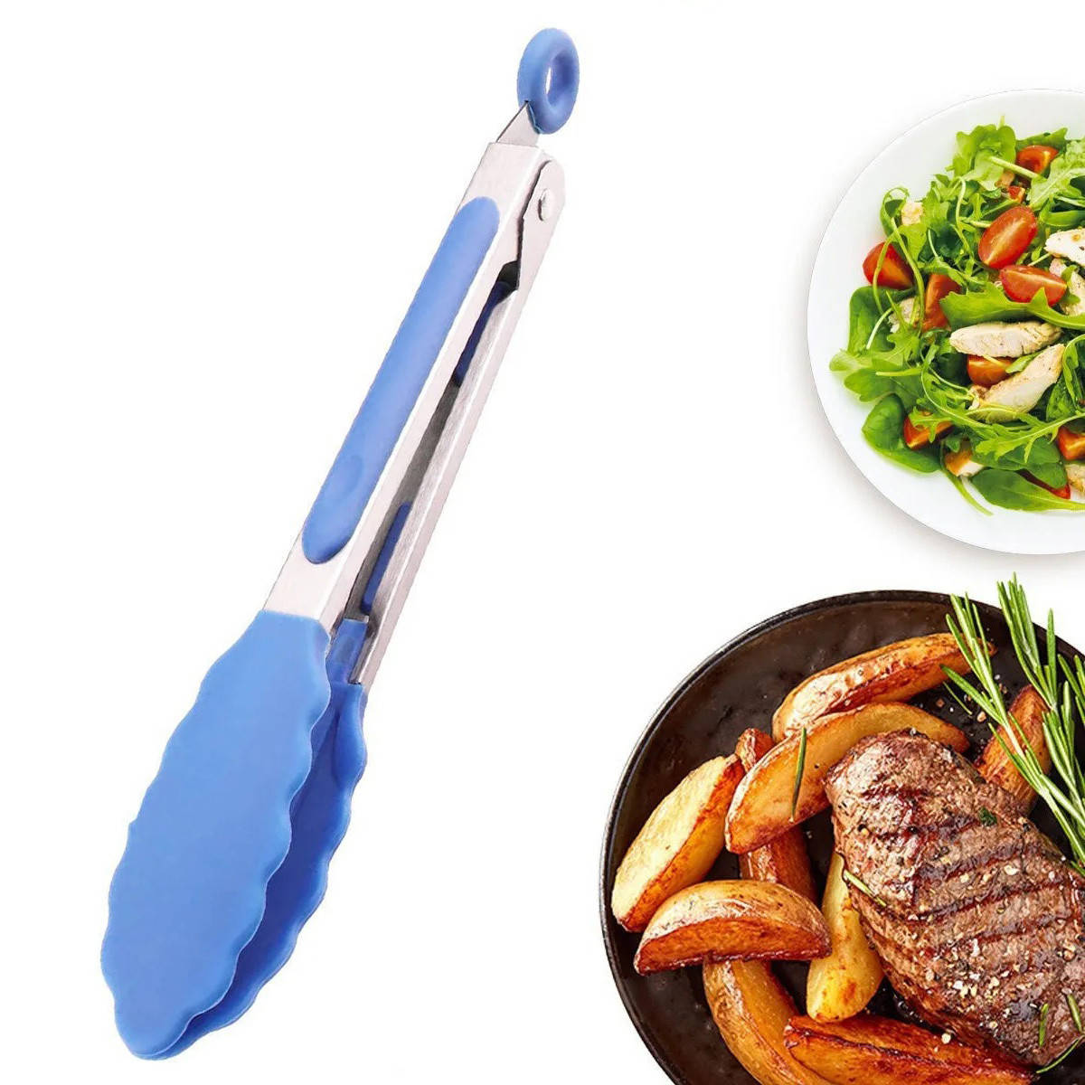 

Щипцы кухонные 28 см Kitchen Ware Синие / Кухонные силиконовые щипцы