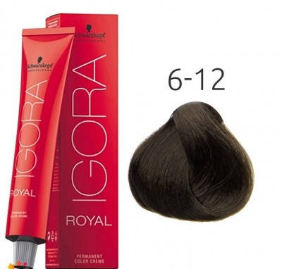 

Краска для волос Schwarzkopf Professional Igora Royal 60 мл 6-12 Темный русый сандрэ пепельный