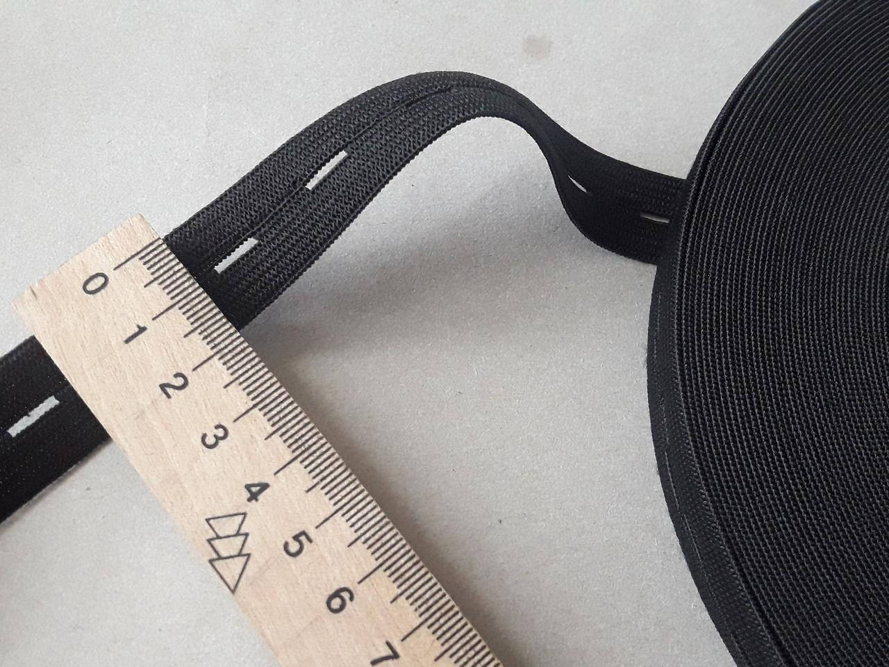 

Резинка перферированая бельевая для шитья Гумка чорна з дирками 2 см.Туреччина ціна за 1 метр, Черный