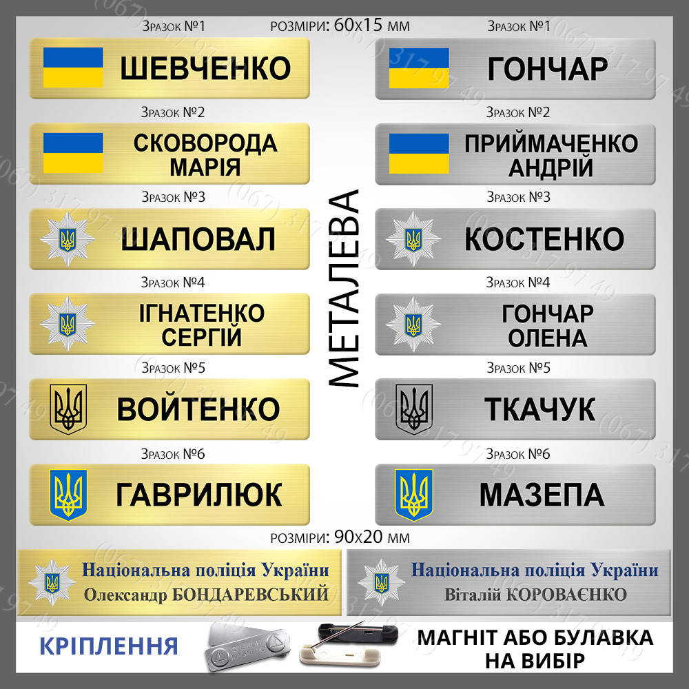 

Шеврон поліції нагрудний металевий з прізвищем