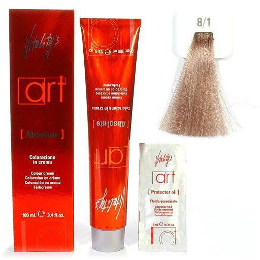 

8/1 Попелястий світлий блондин Vitality's Art Absolute Італійська Фарба для волосся з масляним коктейлем 100