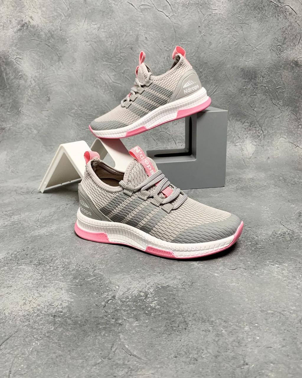 

Легкие и гибкие серо-розовые летние кроссовки сетка для девочки. 31-35р. 35, Серый