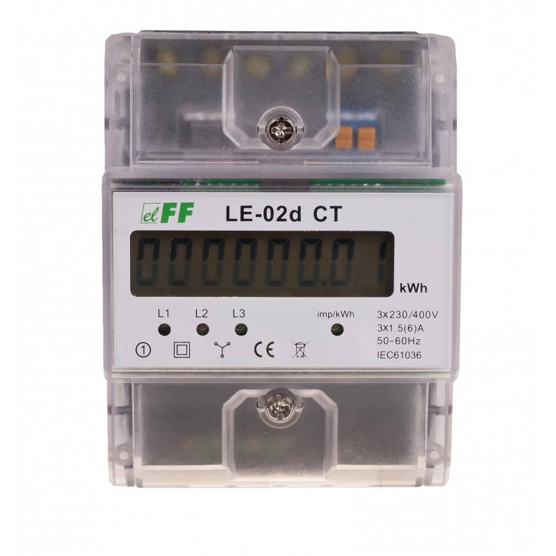 

Счетчик электроэнергии трехфазный LЕ-02d CT 3×230/400В 3×5A F&F